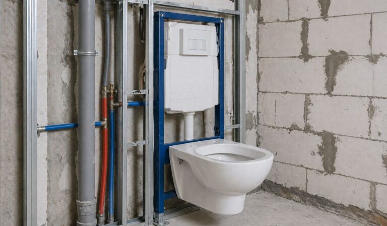 Water level under the toilet.